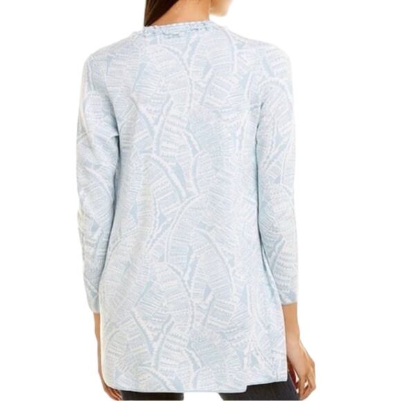 J. McLaughlin Marguerite Blue White Open Front Cardigan Size Small EUC - Picture 2 of 8